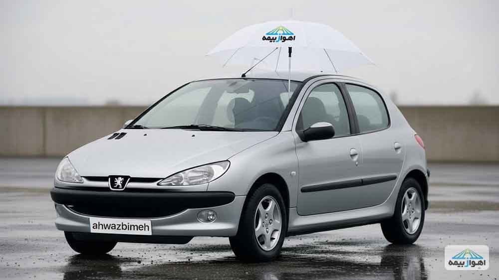 تصویر خودروی پژو 206 نقرهای برای صفحه خرید بیمه شخص ثالث
