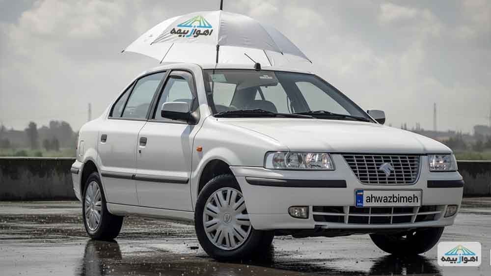 تصویر یک خودرو سمند سفید برای صفحه خرید بیمه شخص ثالث