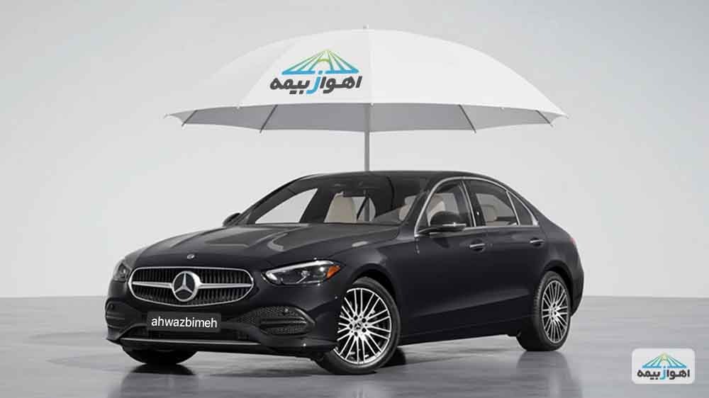 تصویر یک خودرو مرسدس بنز (Mercedes-Benz) مشکی برای صفحه خرید بیمه شخص ثالث