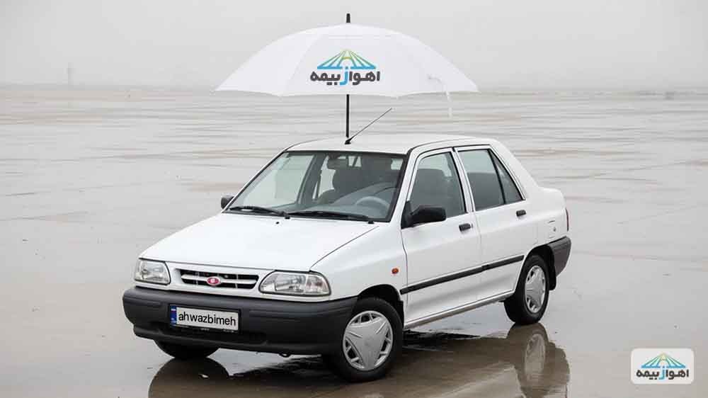 تصویر یک خودرو پراید سفید برای صفحه خرید بیمه شخص ثالث